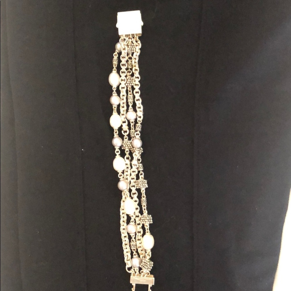 Michael Dawkins silver and pearl bracelet 7.5 “